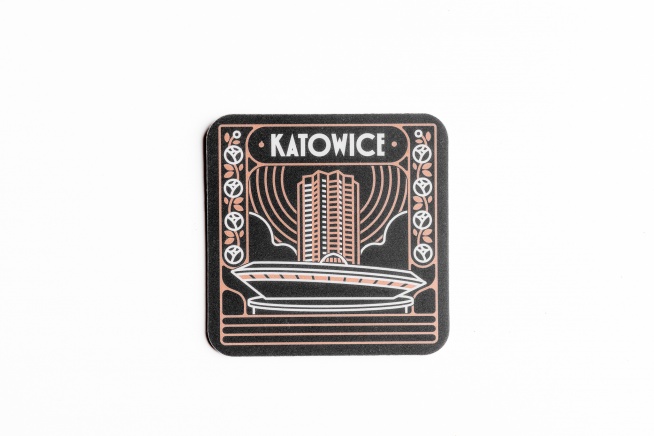 Podkładka korkowo pod kubek KATOWICE ŁOBROZEK - kontury