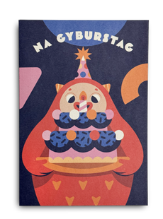 kartka NA GYBURSTAG TORT ze winszowaniami pojszczodku