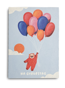 kartka NA GYBURSTAG BALON ze winszowaniami pojszczodku